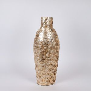 Vase beige - gold - iridescent white 23x15x60cm