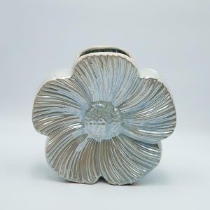 Ceramic flower vase blue - beige 28.5x10x27.5cm