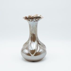 Ceramic flower vase, dark silver, 15x15x24.5cm