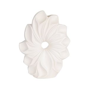 Ceramic flower vase white 19.5x7x26cm