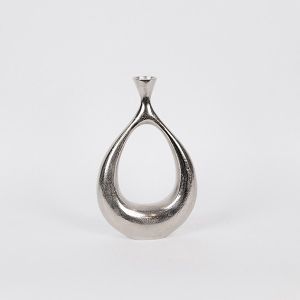 Vase metallic silver 23.5x8x36cm