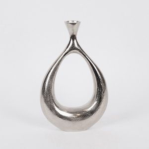Vase metallic silver 28.5x9x43cm