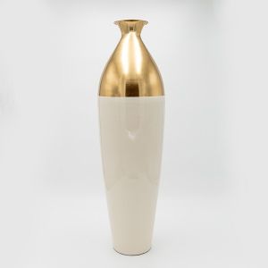 Vase made of iron - ceramic beige - gold 18x9.5x60.5cm