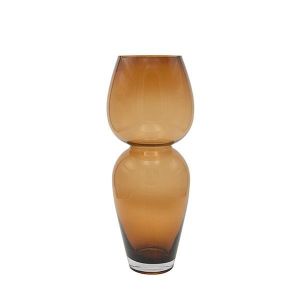 Glass vase, brown 17x17x41.5cm