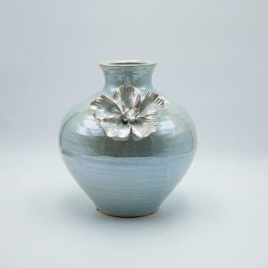 Flower vase ceramic, glossy, ivory ivory 27.5x27.5x27cm