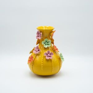 Ceramic flower vase, orange - colors 16x16x19cm