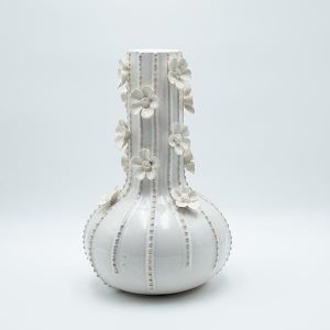 Flower vase, ceramic, white, 21.5x21.5x34cm