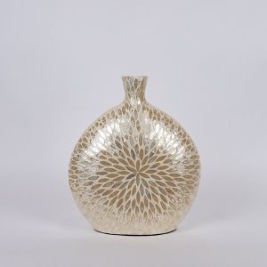 Vase, iridescent white, 34x12x41cm