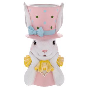 EASTER PINK POLYRESIN BUNNY FLOWER POT 17.8X16.3X34CM