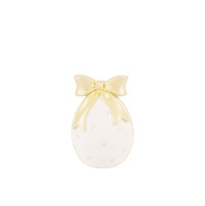 Polyresin Easter egg with gold ribbon, white 5x5x8cm