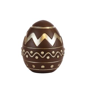 Polyresin Easter egg with gold details, brown 10.8x10.8x12.5cm