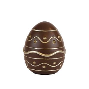 Polyresin Easter egg with gold details, brown 10.8x10.8x12.5cm