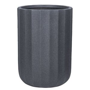 Tall giant black granite flower pot with column - Φ54x76.5 cm