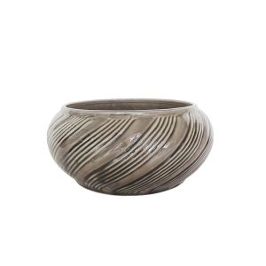 Clay pot brown, oval with strange lines - Φ28.5x12.5cm 4/box