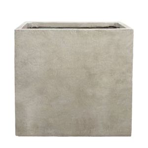 Large lightweight cement pot in beige flowers - 80x35x75cm