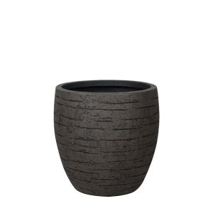 Large fiberclay pot, brown, with cracks - deep bowl - Φ43x43cm