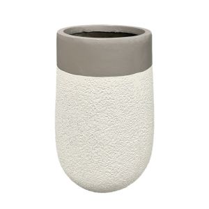 Large flowerpot made of light beige cement, lime type, high - Φ53x78cm