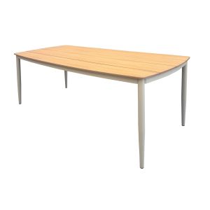 Denver garden table, beige aluminum, natural polywood