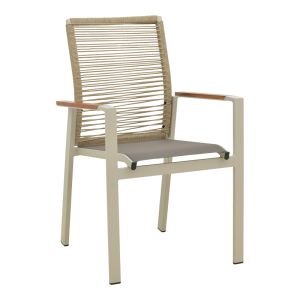 GARDEN CHAIR AEGEAN - TEAK - ALUMINUM AND TEXTILE IN CREAM-BEIGE COLOR, 57X64X87 CM