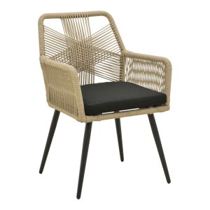 GARDEN CHAIR ANDROS, ALUMINUM, BLACK-BEIGE, 56X60X86 CM