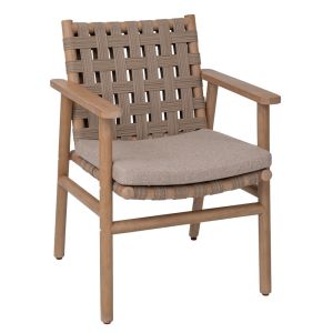 GARDEN CHAIR SOPHIE IN NATURAL COLOR WITH CREAM CUSHION, MADE OF ACACIA WOOD, 62X58X84 CM