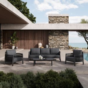 Feralda garden lounger, beige, with aluminum rope and light gray fabric