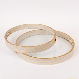 Два подноса със стъкло, бежово - златисто 36x36x4см / 32x32x4см