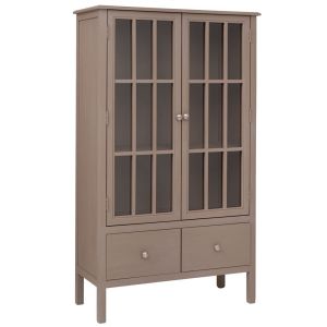 ДВОЙНА ДЪРВЕНА ВИТРИНА СЪС СТЪКЛО В СИВ ЦВЯТ 80,5X35X135СМ