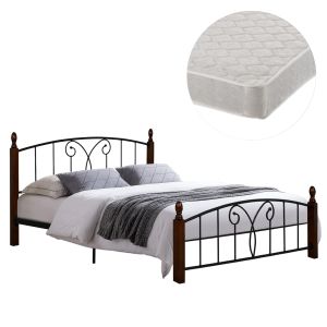 Двойно легло с матрак Suzie Hm21332 метал и дърво в орех - матрак 150x200см