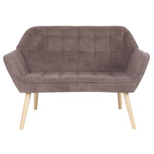 Двуместен диван Alma - естествен цвят, кафяв велурена материя, K/d