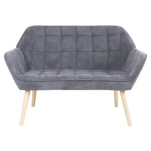 Двуместен диван Alma - естествен цвят, сив велуренен плат, K/d