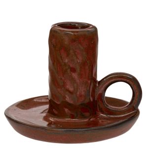 DECO PORCELAIN CANDLEHOLDER IN BROWN COLOR 10X10X8 CM