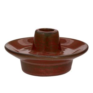 DECO PORCELAIN CANDLEHOLDER IN BROWN COLOR 12.5X12.5X6CM