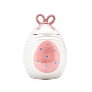 Decorative Easter jar rabbit ceramic white - pink 15.4x15.8x22.1cm
