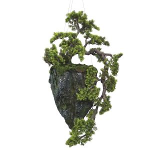 Decorative hanging stone with bonsai tree - h100 cm
