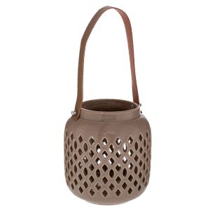 DECORATIVE CERAMIC LANTERN IN KHAKI COLOR 10.5X12 CM