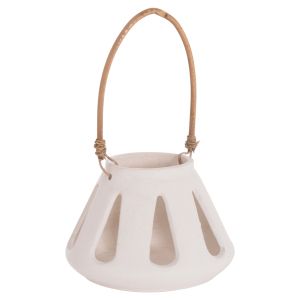 Декоративен настолен фенер Erantyl Hm4696.02s бял фиброцимент и ратанова дръжка Φ25x17hcm