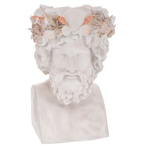 DECORATIVE POLYRESIN CANDLEHOLDER WITH BUST OF POSEIDON IN WHITE COLOR 28X28X42 CM