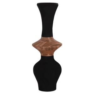 Decorative floor vase Nebula Hm4660.01s fiber cement made of black teak wood Φ45x115hcm.