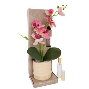 DECORATIVE PINK ORCHID IN A POT WITH AROMA IN A GIFT BOX (SUMMER BANCHETS) 13.5X13.5X41CM