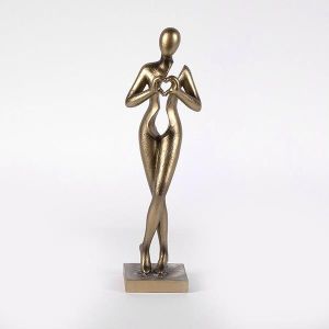Decorative sculpture figure made of polyresin with a gold surface 8.5x7x30cm