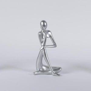 Decorative sculpture figure made of polyresin, silver 12x8x24cm