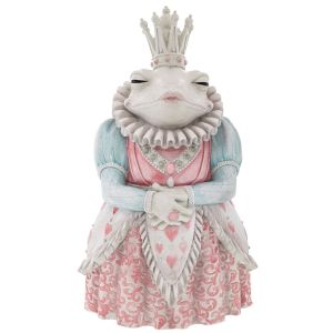 DECORATIVE FROG QUEEN FIGURE MADE OF POLYRESIN IN PINK AND LIGHT BLUE COLOR 31X24X51 CM
