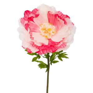 DECORATIVE GIANT STEM WHITE PEONY IN ROUND BASE 60X60X140 CM