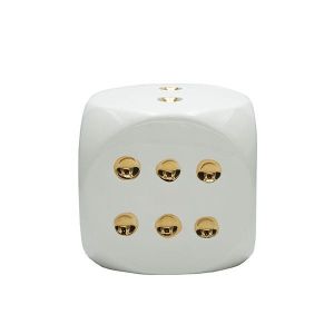 Decorative dice white-gold 15x15x14.5cm