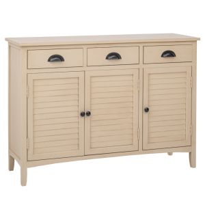 ДЪРВЕН БЮФЕТ В БЕЖОВ ЦВЯТ С 3 ВРАТИ И 3 ЧЕКМЕДЖЕТА 105X35X75СМ