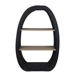 Дървен рафт, натурален - черен 78x30x117см