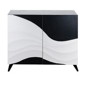 Дървен шкаф бял - черен 100x40x86см