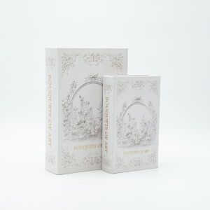 Wooden book box S/2, white, 27x18x7cm / 21x13x5cm