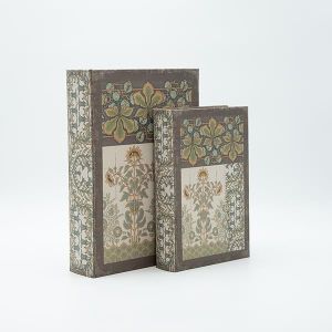 Wooden book box S/2, brown, 30x21x7cm / 24x16x5cm